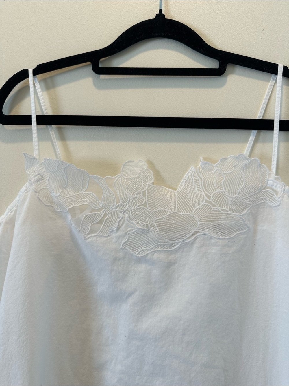 Zara Home White Lace Trim Cotton Slip Gown V-Neck Sleeveless Women's Size L